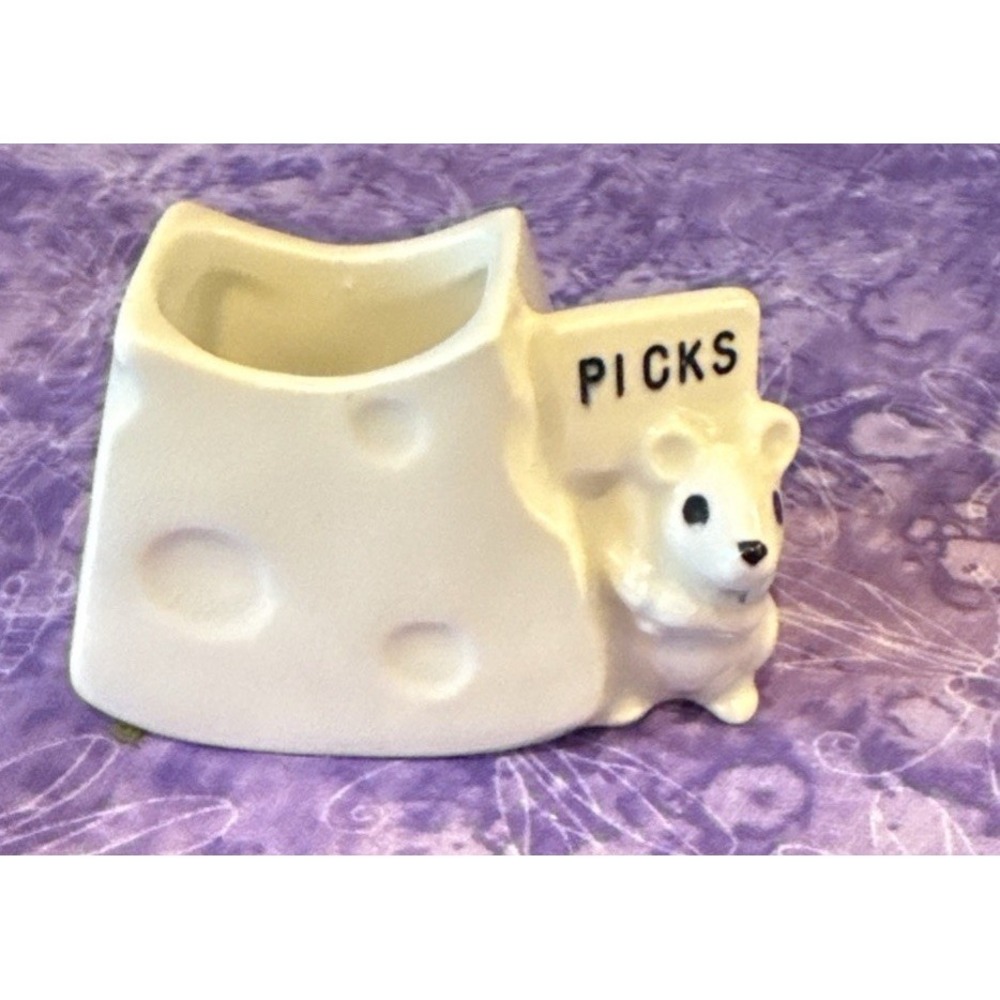 Schmid Mouse Cheese Toothpick Holder Figurine 2 Inch‎ Vintage Kitchen